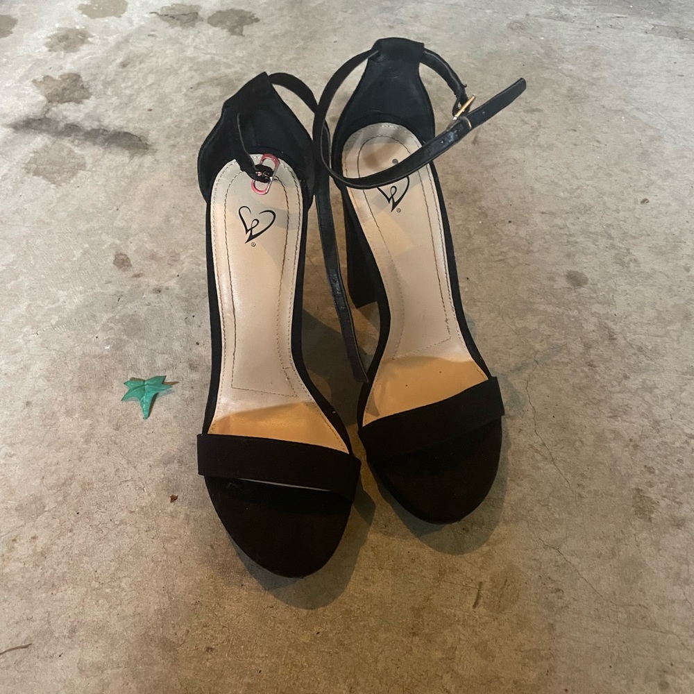 Black straps heels